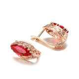 Rose Green Red Oval Zircon Earring Hollow Carve Large Zircon Diamond Clip