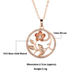Rose Flower Pendant Necklace with Zircon Inlay Wedding Chain