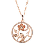 Rose Flower Pendant Necklace with Zircon Inlay Wedding Chain