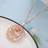 Rose Flower Pendant Necklace with Zircon Inlay Wedding Chain
