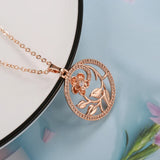 Rose Flower Pendant Necklace with Zircon Inlay Wedding Chain