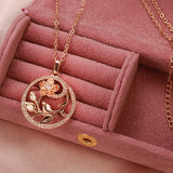 Rose Flower Pendant Necklace with Zircon Inlay Wedding Chain