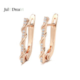 Rose Inlay Micro Zircons Drop Earrings Piercing Hoops Clip-Ons