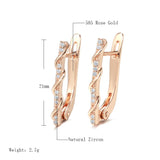 Rose Inlay Micro Zircons Drop Earrings Piercing Hoops Clip-Ons