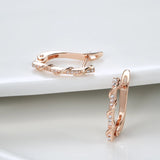 Rose Inlay Micro Zircons Drop Earrings Piercing Hoops Clip-Ons