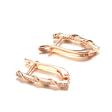 Rose Inlay Micro Zircons Drop Earrings Piercing Hoops Clip-Ons