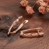 Rose Inlay Micro Zircons Drop Earrings Piercing Hoops Clip-Ons