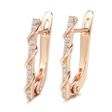 Rose Inlay Micro Zircons Drop Earrings Piercing Hoops Clip-Ons