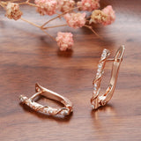 Rose Inlay Micro Zircons Drop Earrings Piercing Hoops Clip-Ons