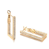 Rose Zircon Earrings Long Drop Hoops Wedding Jewelry