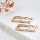 Rose Zircon Earrings Long Drop Hoops Wedding Jewelry