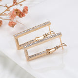 Rose Zircon Earrings Long Drop Hoops Wedding Jewelry