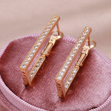 Rose Zircon Earrings Long Drop Hoops Wedding Jewelry