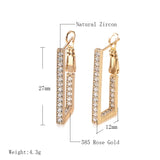Rose Zircon Earrings Long Drop Hoops Wedding Jewelry