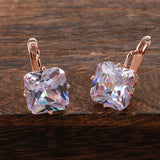 Rose Square Zircon Earrings Bling Large Zircon Clip Earrings