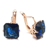 Rose Square Zircon Earrings Bling Large Zircon Clip Earrings
