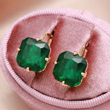Rose Square Zircon Earrings Bling Large Zircon Clip Earrings