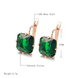 Rose Square Zircon Earrings Bling Large Zircon Clip Earrings