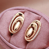 Rose Wave Piercing Earrings Zircon Inlay Wedding Jewelry