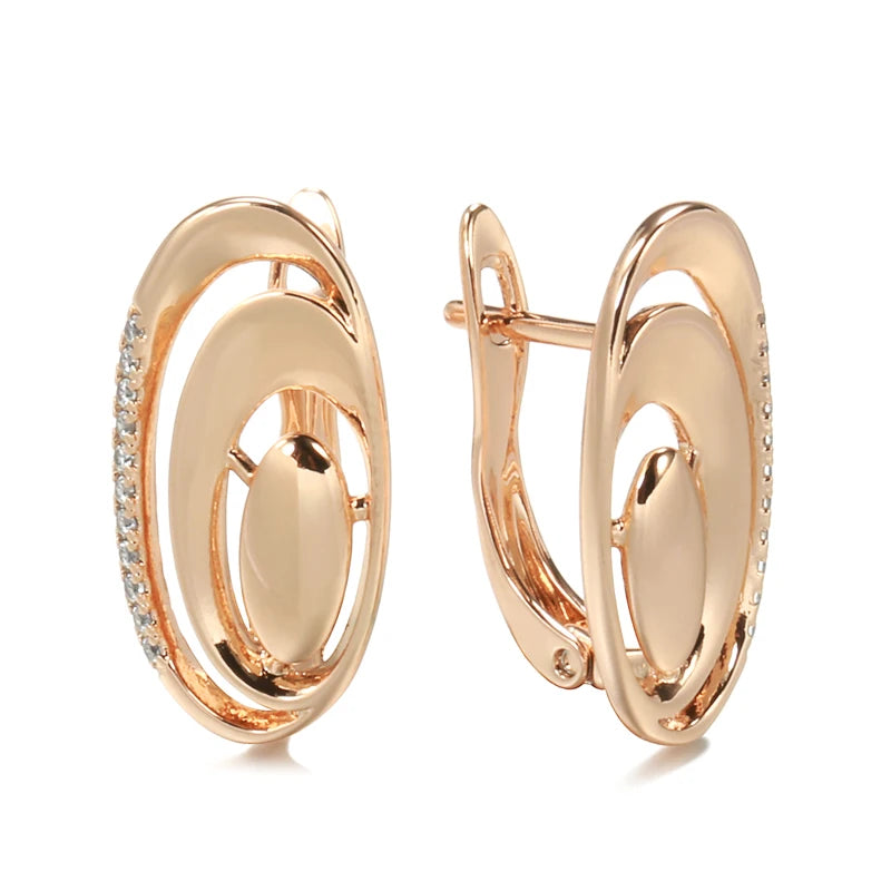 Rose Wave Piercing Earrings Zircon Inlay Wedding Jewelry
