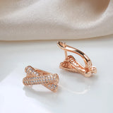 Rose Wedding Drop Earrings with Zircon - Fine Jewelry