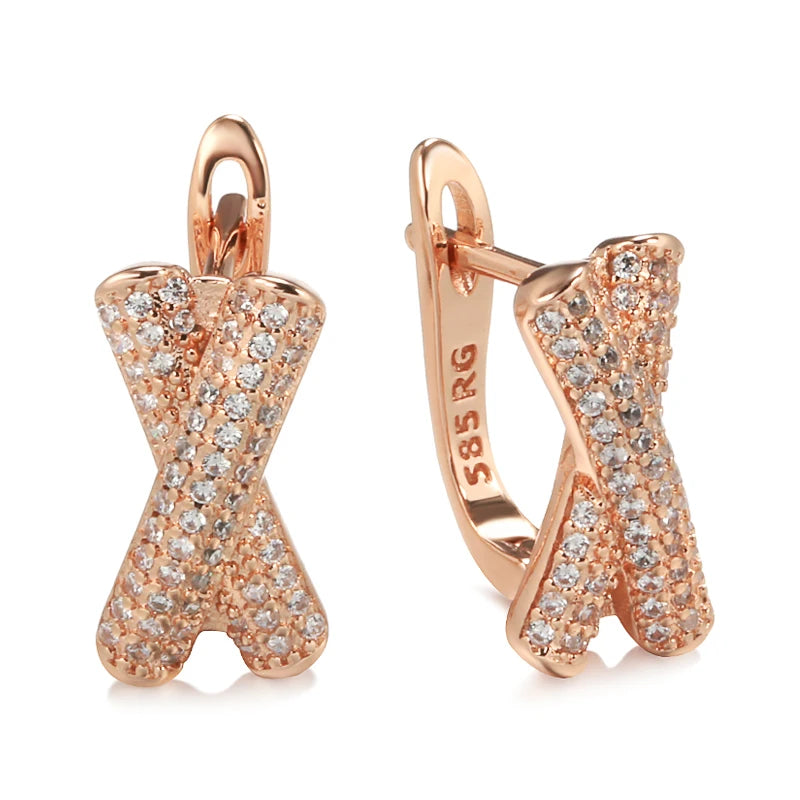 Rose Wedding Drop Earrings with Zircon - Fine Jewelry