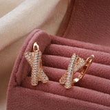 Rose Wedding Drop Earrings with Zircon - Fine Jewelry