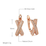 Rose Wedding Drop Earrings with Zircon - Fine Jewelry
