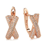 Rose Wedding Drop Earrings with Zircon - Fine Jewelry