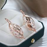 Rose Bling Oval Drop Earrings Symmetry Flower Hanging Ear Piercing Hoops
