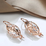 Rose Bling Oval Drop Earrings Symmetry Flower Hanging Ear Piercing Hoops