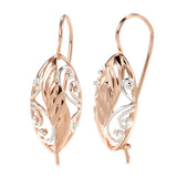 Rose Bling Oval Drop Earrings Symmetry Flower Hanging Ear Piercing Hoops