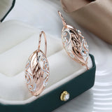 Rose Bling Oval Drop Earrings Symmetry Flower Hanging Ear Piercing Hoops