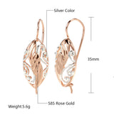 Rose Bling Oval Drop Earrings Symmetry Flower Hanging Ear Piercing Hoops