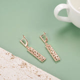 Rose Glossy Drop Earrings Irregular Hollow Long Pendant Clip Earrings