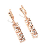 Rose Glossy Drop Earrings Irregular Hollow Long Pendant Clip Earrings