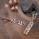 Rose Glossy Drop Earrings Irregular Hollow Long Pendant Clip Earrings