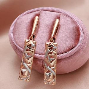 Rose Glossy Drop Earrings Irregular Hollow Long Pendant Clip Earrings