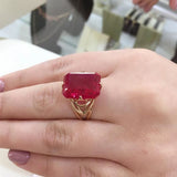 Purple Ruby Engagement Ring 14K Rose Gold Four-Claw Inlaid Craftsmanship