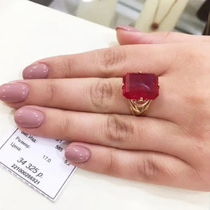 Purple Ruby Engagement Ring 14K Rose Gold Four-Claw Inlaid Craftsmanship