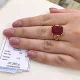Purple Ruby Engagement Ring 14K Rose Gold Four-Claw Inlaid Craftsmanship
