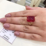 Purple Ruby Engagement Ring 14K Rose Gold Four-Claw Inlaid Craftsmanship