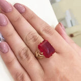 Purple Ruby Engagement Ring 14K Rose Gold Four-Claw Inlaid Craftsmanship