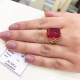 Purple Ruby Engagement Ring 14K Rose Gold Four-Claw Inlaid Craftsmanship
