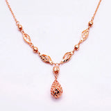 14K Rose Gold Water Drop Pendant Charm Necklace