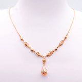 14K Rose Gold Water Drop Necklace Purple Chains Ladies Pendant Charm Jewelry