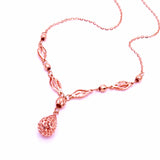 14K Rose Gold Water Drop Necklace Purple Chains Ladies Pendant Charm Jewelry
