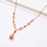 14K Rose Gold Water Drop Necklace Purple Chains Ladies Pendant Charm Jewelry