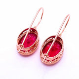 14K Rose Plated Ruby Earrings Wedding Jewelry