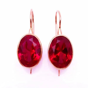 14K Rose Plated Ruby Earrings Wedding Jewelry